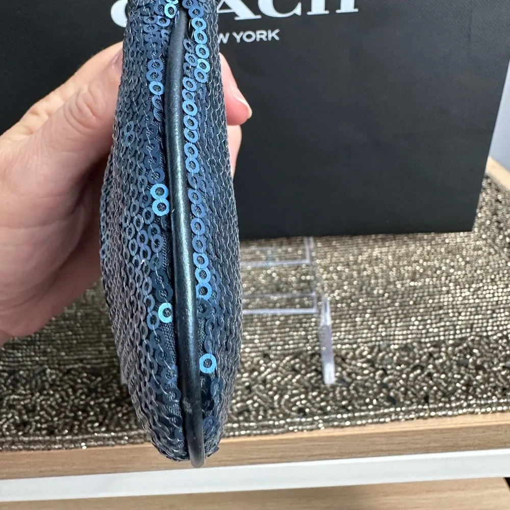 NWT Coach Special Edition blue sequined wristlet